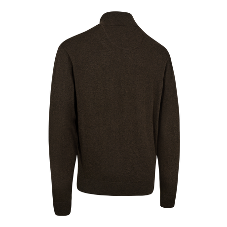 Harrington Strickjacke mit Reißverschlusskragen – Brown Melange – Deerhunter