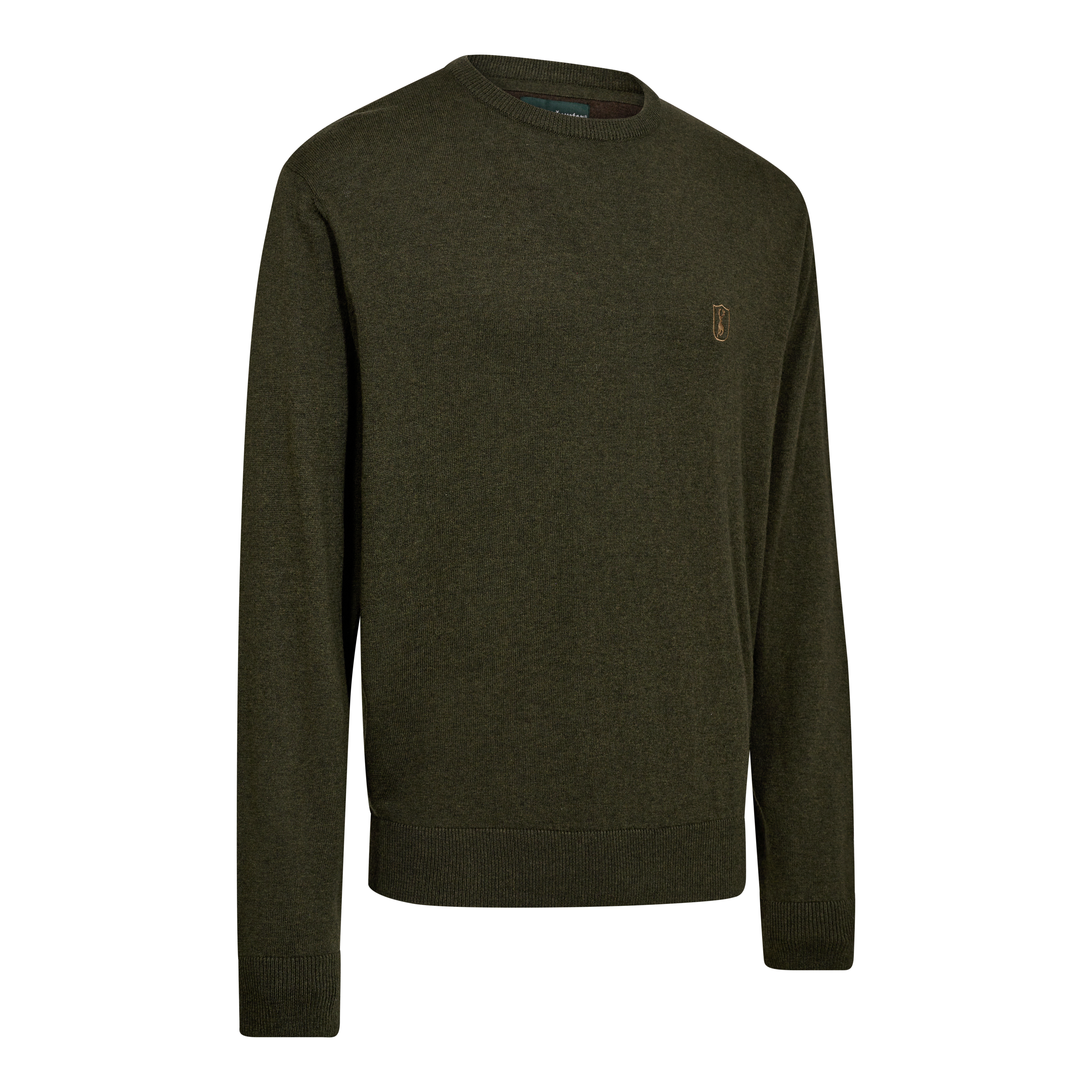 Harrington Strickpullover mit Rundhalsausschnitt - Forest Ember Melange – Deerhunter