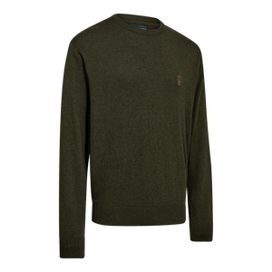 Harrington Strickpullover mit Rundhalsausschnitt - Forest Ember Melange – Deerhunter