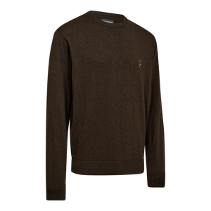 Harrington Strickpullover mit Rundhalsausschnitt – Brown Melange – Deerhunter