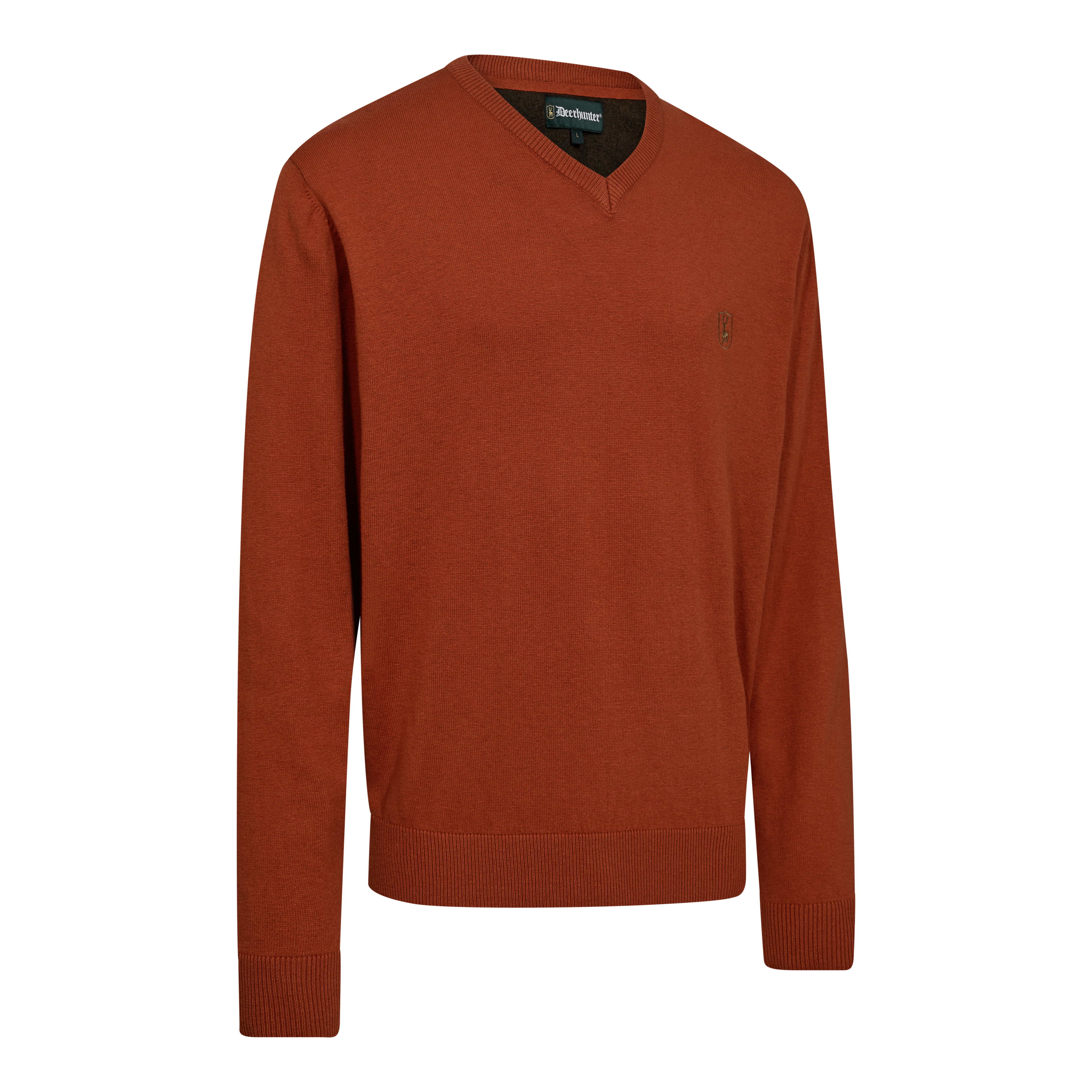 Harrington Strickpullover mit V-Ausschnitt - Oak Rust Melange – Deerhunter