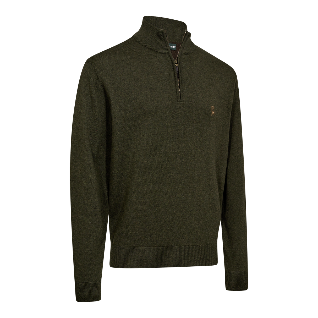 Harrington Strickpullover mit Reißverschlusskragen - Forest Ember Melange – Deerhunter