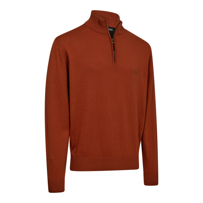 Harrington Strick mit Reißverschlusskragen - Oak Rust Melange - Deerhunter
