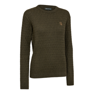 Damen Harrington Zopfmusterstrickpullover - Forest Ember Melange – Deerhunter