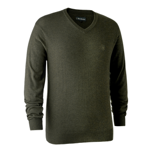Kingston Strickpullover mit V-Ausschnitt - Green Melange – Deerhunter
