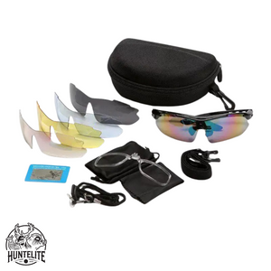 Schießbrille mit austauschbaren Gläsern - 5 Gläser - HuntElite