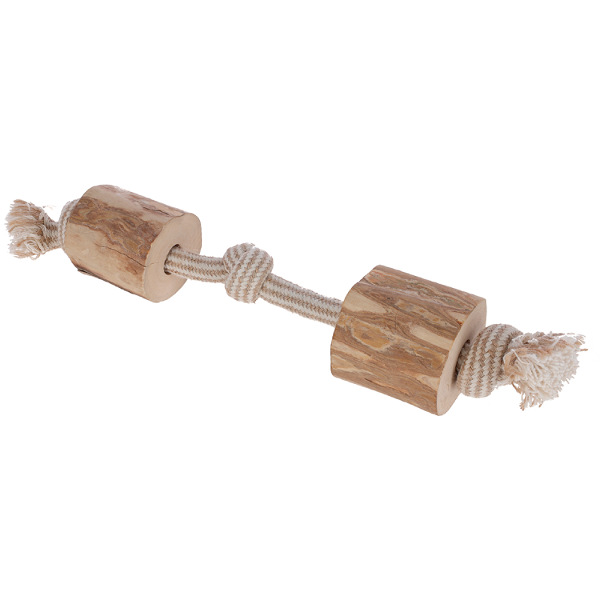 Dumbell Größe M mit Baumwollschnur und Kaffebaumholz – Kerbl