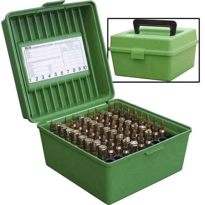 MTM Kartuschenbox 100 Stk. Patr. mit Griff - Kal.22.250-458WIN