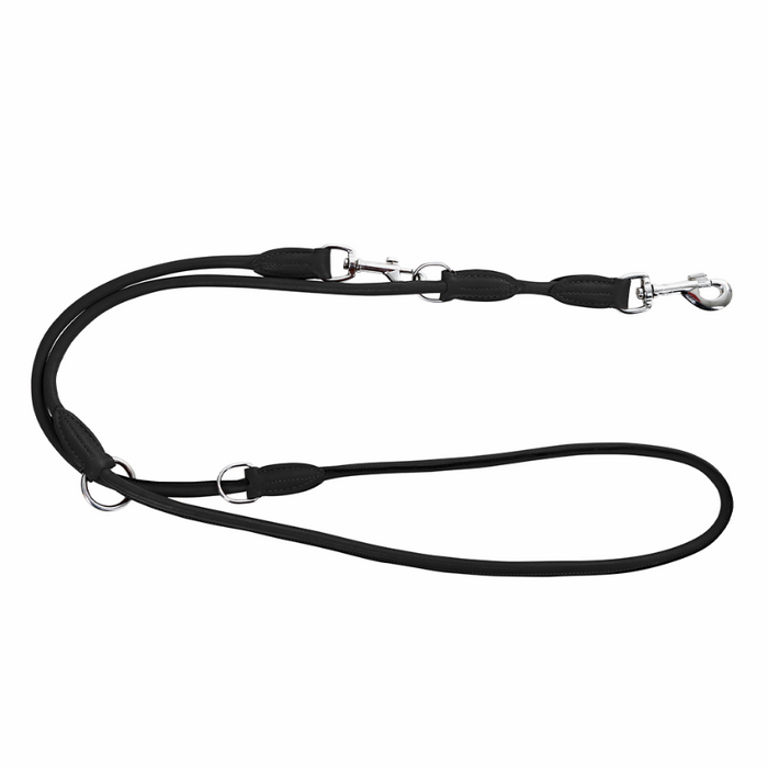 Hundeleine Roma rund Leder – Schwarz – Kerbl