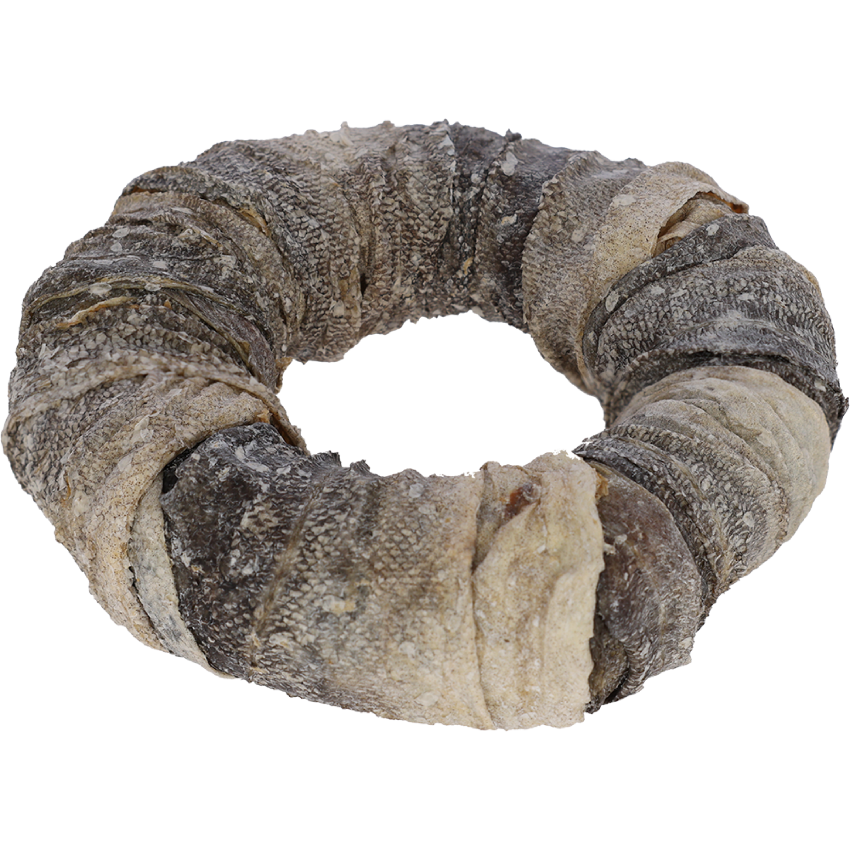 Rinderhaut-Ring mit Fisch, 17 cm, 220 g – Rawhide