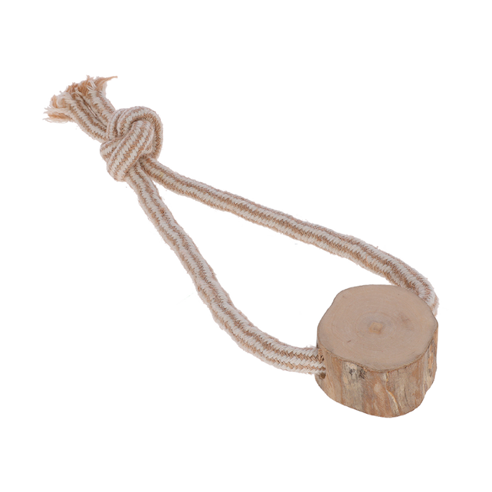 Zerrspielzeug Gr. S aus Baumwollschnur und Kaffeebaumholz – Kerbl