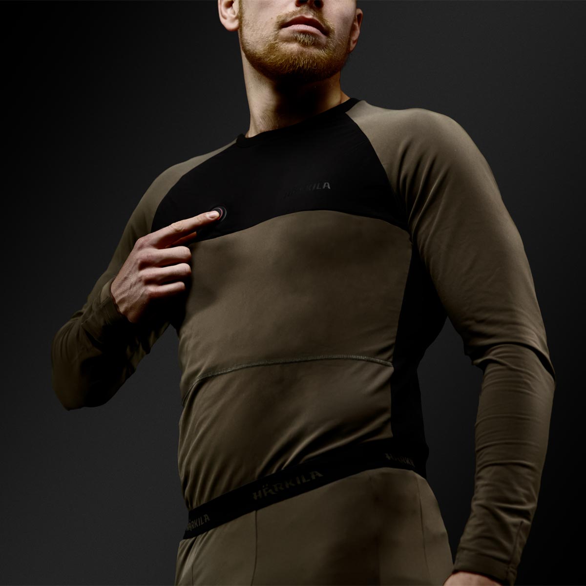 Härkila Heat USB-C Langarm-T-Shirt - Willow Green/Schwarz – Härkila