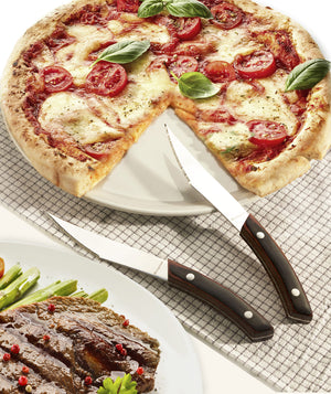 NAPOLI Pizza- und Steakmesserset 4 Stück - Dunkler Griff - Legnoart