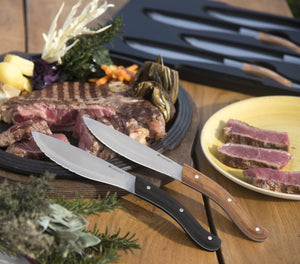 TOMAHAWK Steakmesserset - 4 Stk. - dunkler Griff - Legnoart