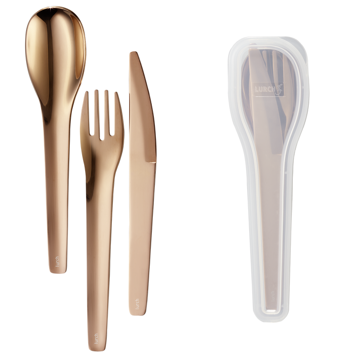 Besteckset To-Go rostfrei - Stahl / Bronze mit Aufbewahrungsbox - Lurch