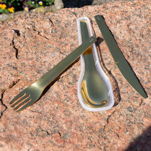 Besteckset To-Go rostfrei - Stahl/Gold mit Aufbewahrungsbox - Lurch