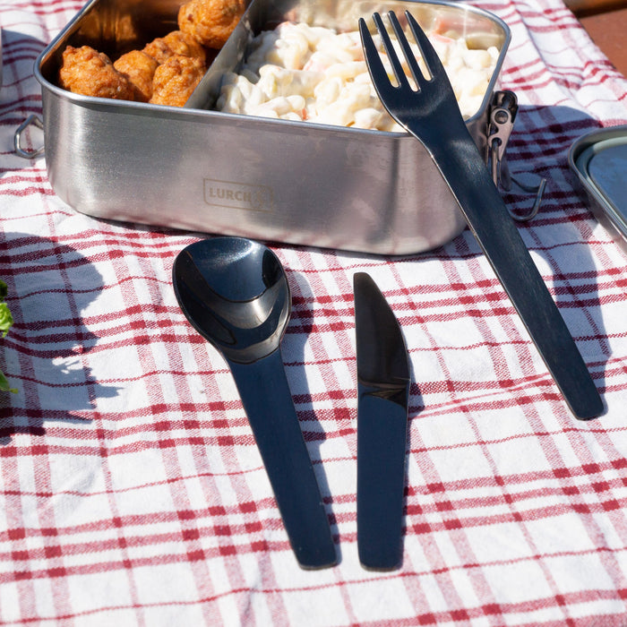 Rostfreies Besteckset To-Go Stahl/Anthrazit mit Aufbewahrungsbox - Lurch