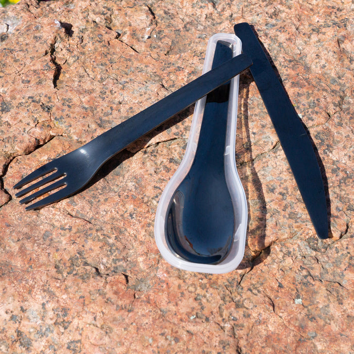 Rostfreies Besteckset To-Go Stahl/Anthrazit mit Aufbewahrungsbox - Lurch