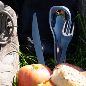 Rostfreies Besteckset To-Go Stahl/Anthrazit mit Aufbewahrungsbox - Lurch