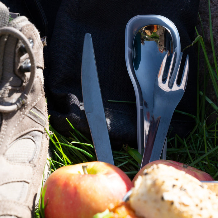 Rostfreies Besteckset To-Go Stahl/Anthrazit mit Aufbewahrungsbox - Lurch
