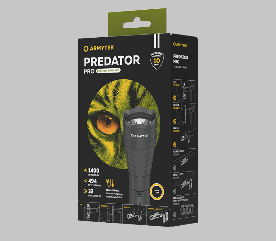 Predator Pro Magnet USB - Warm - 1400 lm - 5°:40° - Armytek