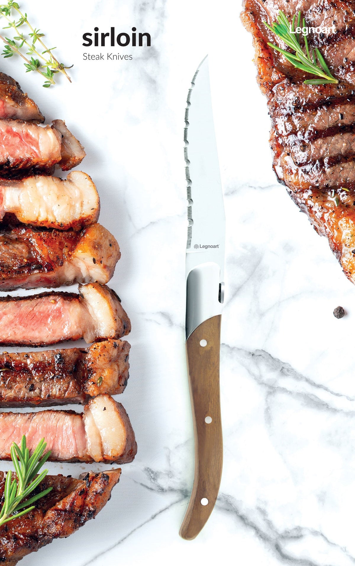 SIRLOIN Steakmesser Helles Holz - Legnoart