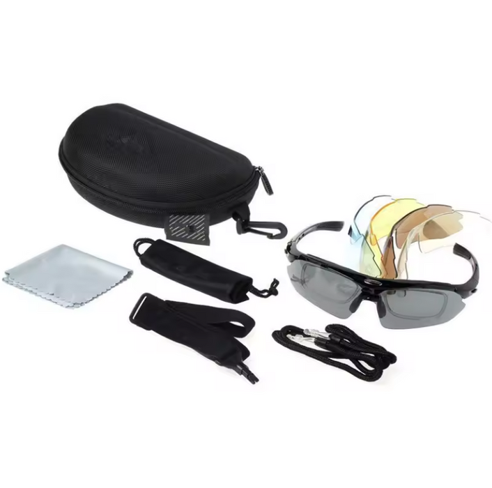 Schießbrille mit austauschbaren Gläsern - 5 Gläser - HuntElite