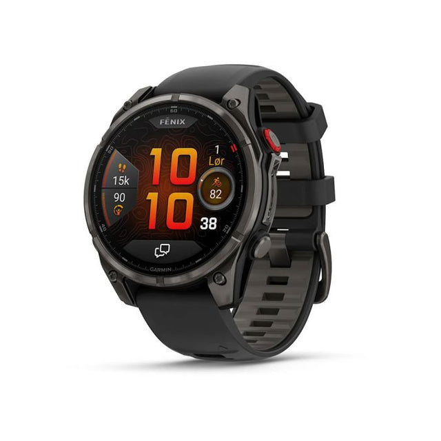 fēnix® 8 Pro – 47 mm, AMOLED, Sapphire, Carbon Grey DLC-titanium med sort/Pebble Grey silikonerem 1