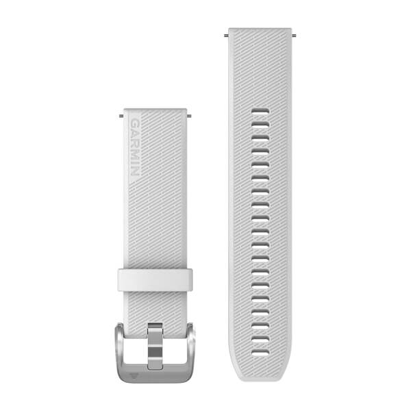 Quick-Release-Armbänder (20 mm), Weiß, Polierte Silber-Hardware – Garmin