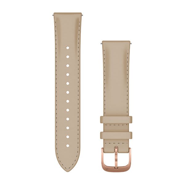 Quick Release-Riemen (20 mm), Hell Sand Italienisches Leder, 18K Roségold PVD-Hardware – Garmin