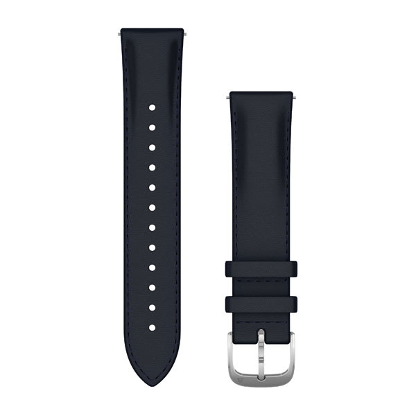 Quick Release-Armbänder (20 mm), Navy italienisches Leder, Silberfarbene Hardware – Garmin