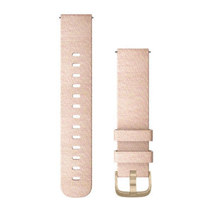 Quick-Release-Armbänder (20 mm), Blush Pink gewebtes Nylon, Hellgold-Hardware – Garmin