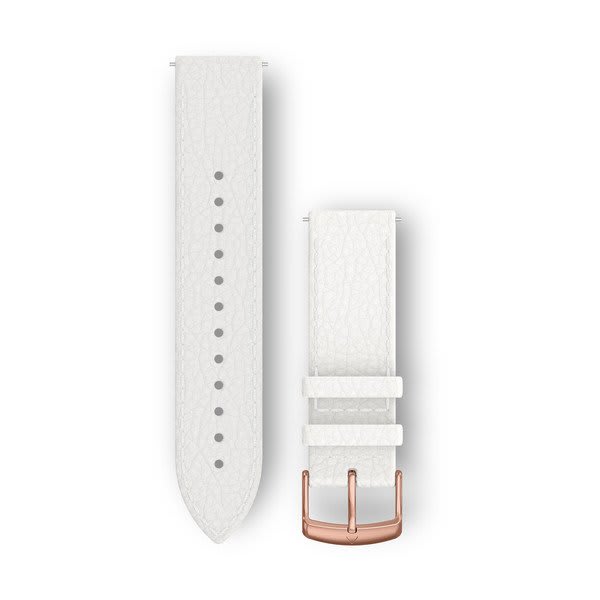 Quick Release-Armbänder (20 mm), Weißes italienisches Leder, 18K Roségold-PVD-Hardware – Garmin