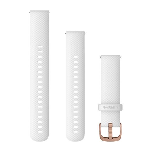 Quick-Release-Armbänder (18 mm) Weiß, Roségoldfarbene Hardware – Garmin