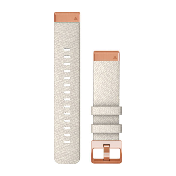 QuickFit® 20 Uhrenarmbänder, Crememeliertes Nylon, Roségoldfarbene Hardware – Garmin