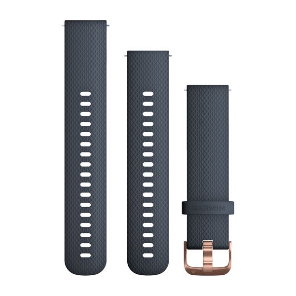 Schnellwechsel-Armbänder (20 mm), Granite Blue, Roségoldfarbene Hardware – Garmin