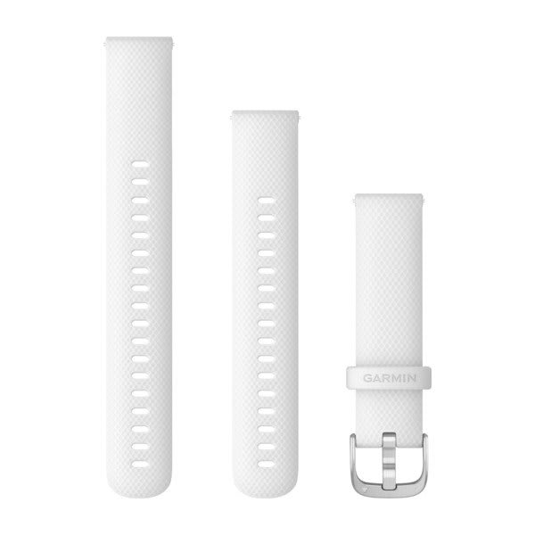 Schnellwechsel-Armbänder (18 mm), Weiß, Silberfarbene Hardware – Garmin