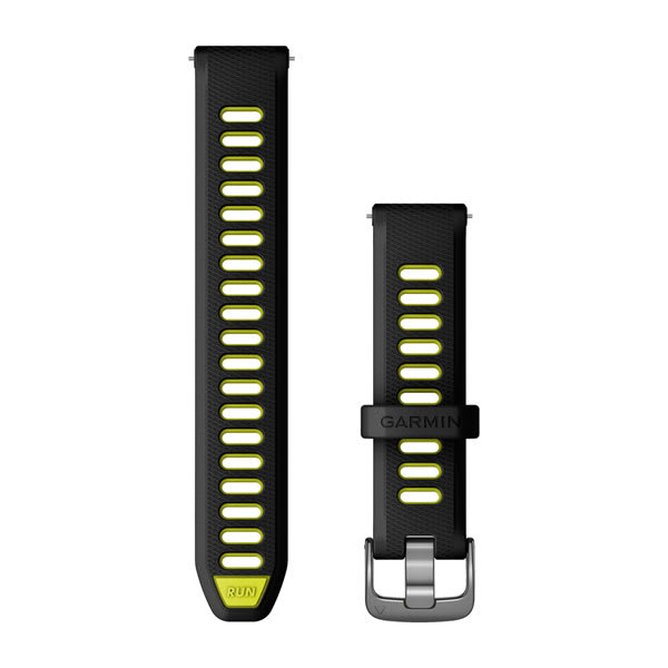 Quick-Release-Armbänder (18 mm), Schwarz/Amp Yellow Silikon, Slate-Hardware – Garmin