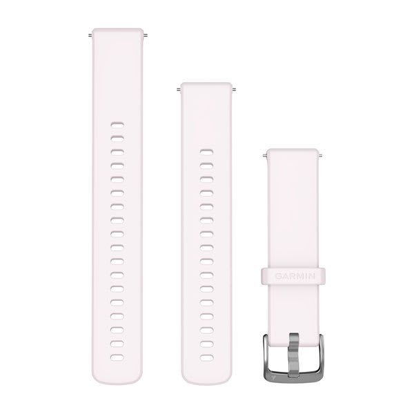 Quick-Release-Armbänder (18 mm), Blush Pink Silikon, Silberne Hardware – Garmin