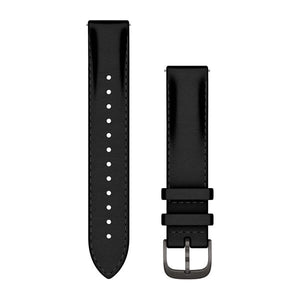 Quick Release-Armbänder (18 mm), Schwarzes Leder, Brushed Slate Hardware – Garmin