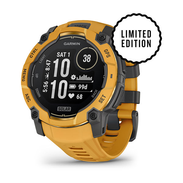 Instinct® 3 – 50 mm, Solar, Sunburst mit Sunburst/Grauem Armband – Garmin