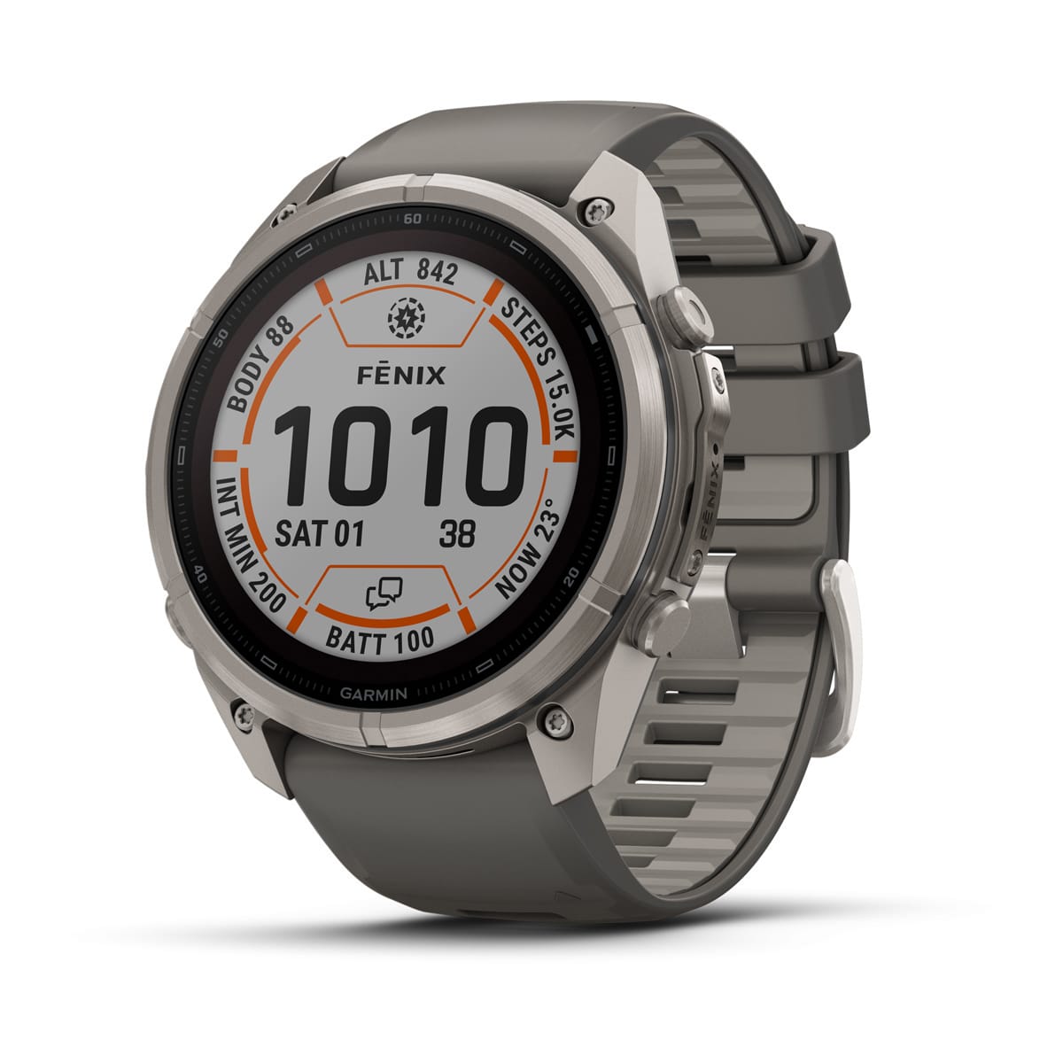 fēnix® 9 Pro – inReach, Solar, 51 mm, Power Sapphire, Titanium mit Pebble Grey Silikonarmband – Garmin