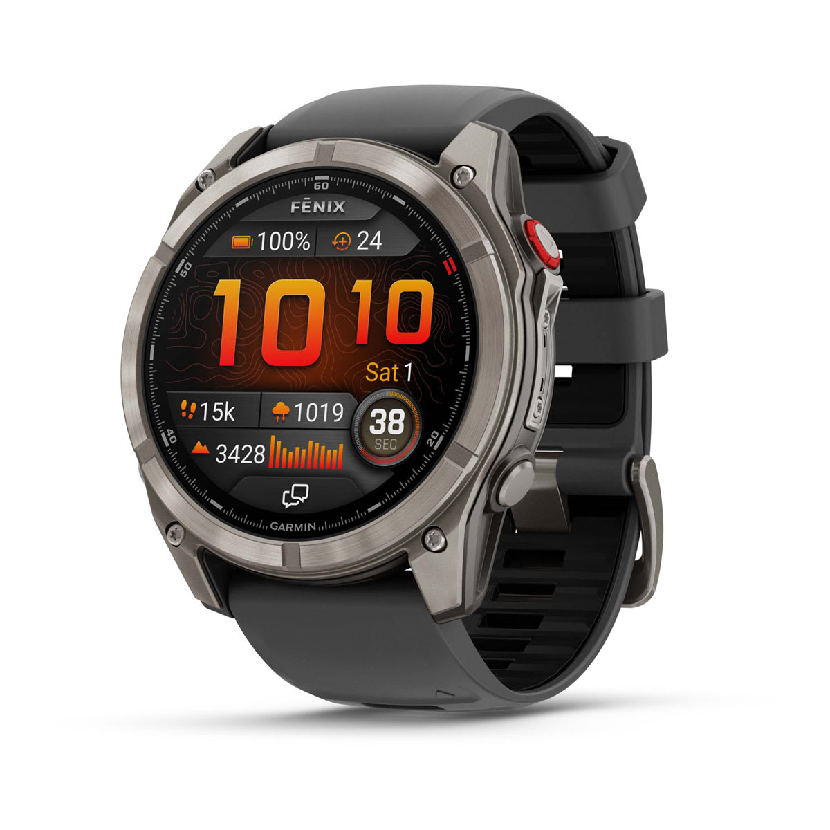 fēnix® 8 Pro – 51 mm, AMOLED, Sapphire, Titan mit Silikonarmband in Graphite/Schwarz – Garmin