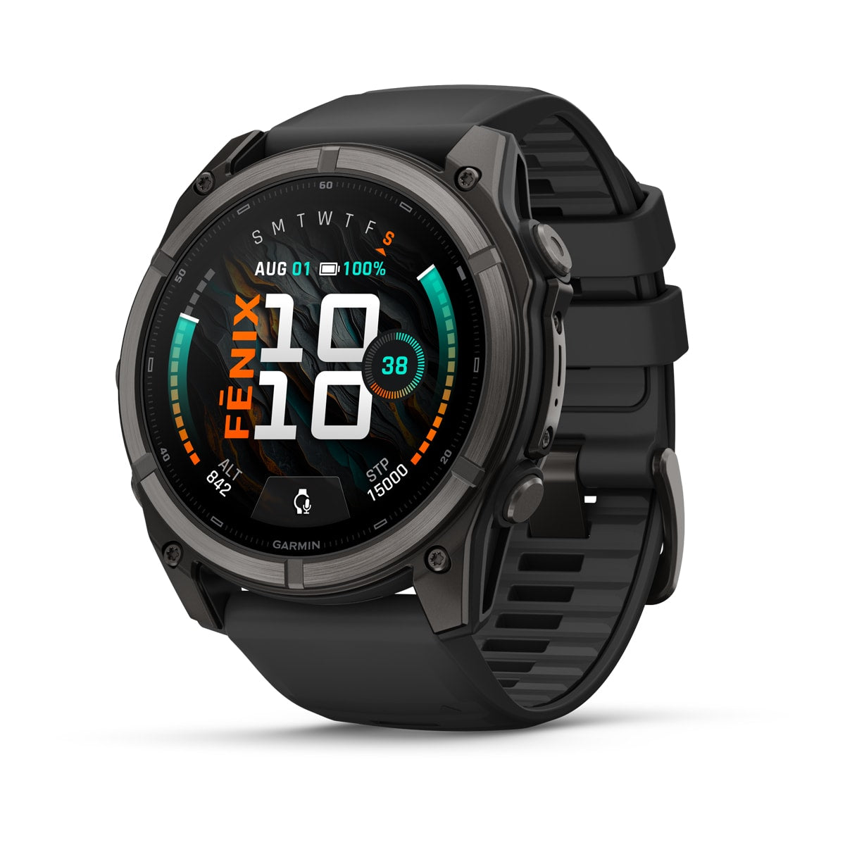 fēnix® 9 – 51 mm, AMOLED, Sapphire, Carbon Grey DLC-Titanium mit Schwarz Silikonarmband – Garmin
