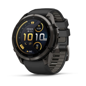 fēnix® 9 Pro – inReach, 51 mm, AMOLED, Sapphire, Carbon Grey DLC-Titanium mit Black/Pebble Grey Silikonarmband – Garmin
