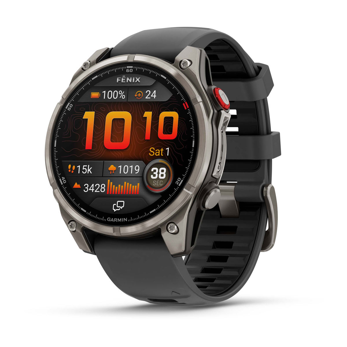 fēnix® 8 Pro – 47 mm, AMOLED, Sapphire, Titan mit Silikonarmband in Graphite/Schwarz – Garmin