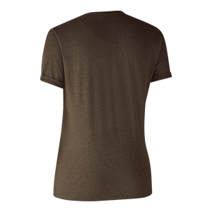 Damen Basis 2-Pak T-Shirt Braun Leaf Melange - Deerhunter