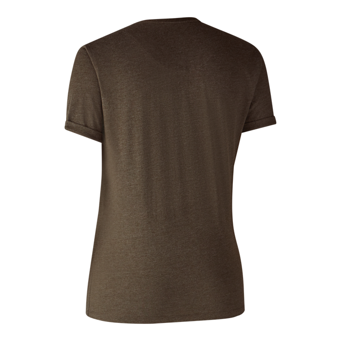 Damen Basis 2-Pak T-Shirt Braun Leaf Melange - Deerhunter