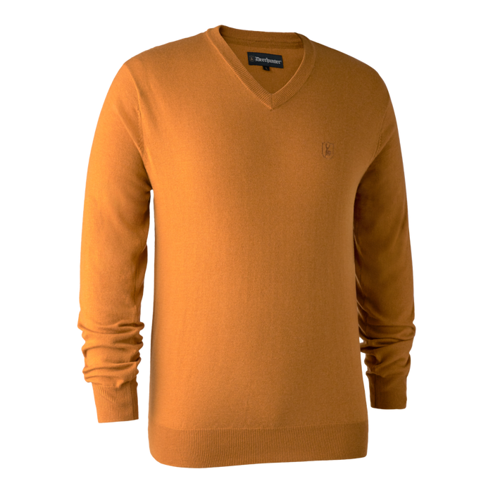 Kingston-Strickpullover mit V-Ausschnitt – Golden Oak – Deerhunter
