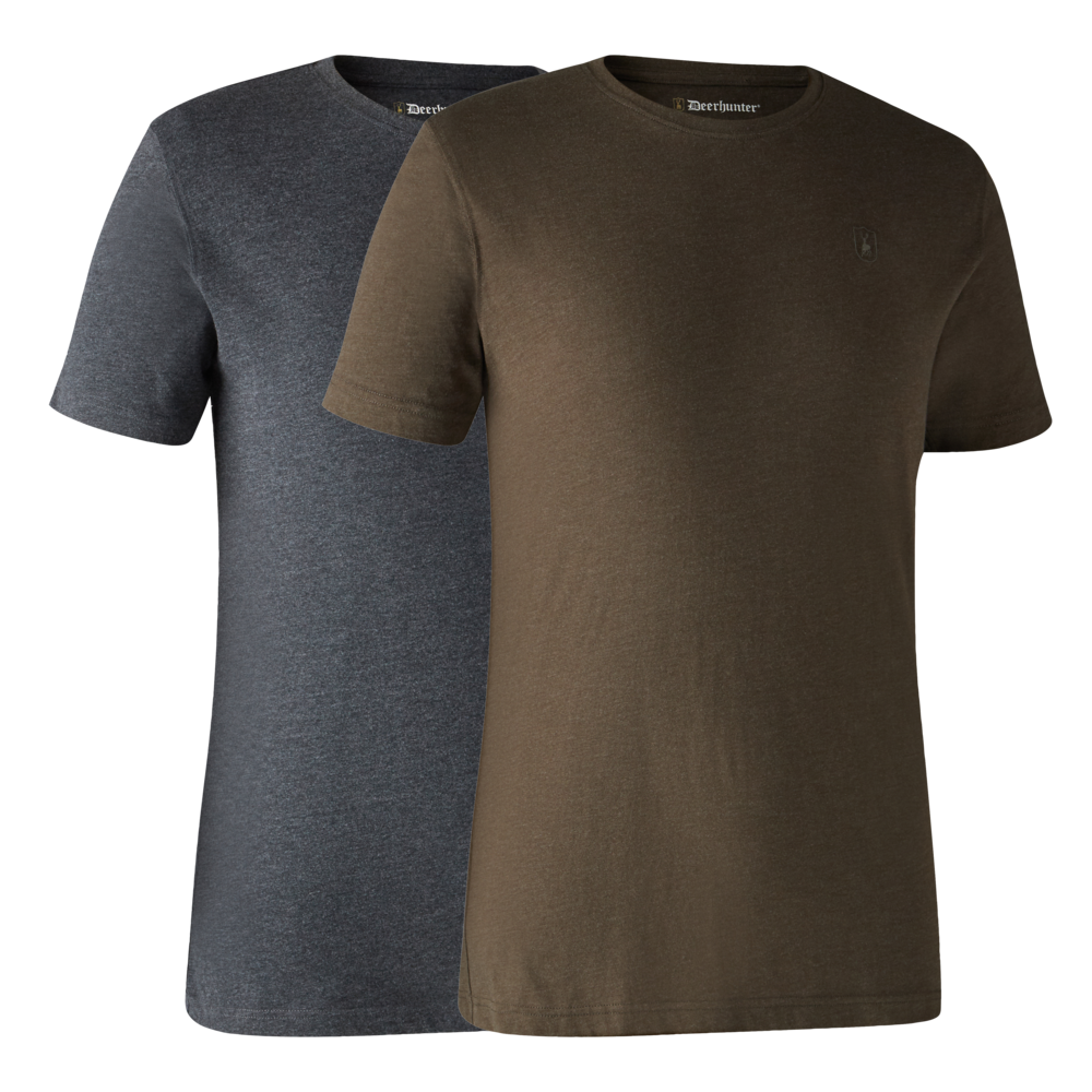 Basic 2er-Pack T-Shirt in Brown Leaf Melange - Deerhunter